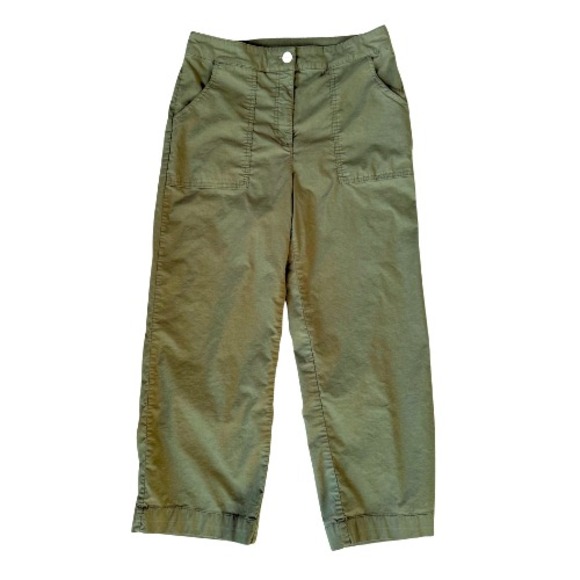 Nicole Miller New York Women's Utility Pants Olive Green‎ Cropped Straight Leg - Picture 2 of 7
